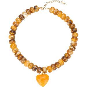 Women's Yellow Heart Pendant Beaded Statement Boho Beautiful Chokers Necklace